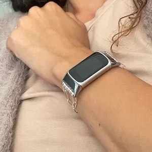 Simeon D Jewelry 925 Sterling Silver Paperclip Chain Fitbit